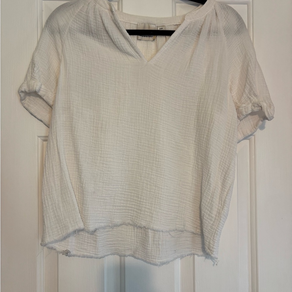Women's White V-Neck Top